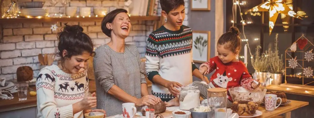 Family baking for Christmas gifts to avoid debt